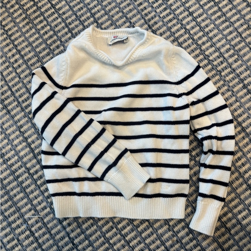 Striped Crewneck Sweater - White & Black